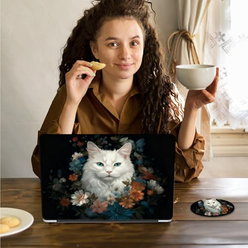 Laptop Skin Sticker Decal 15.6 Inch,12 13 13.3 14 15 15.6 in Laptop Netbook Skins for Notebook,Art Decal Removable Waterproof Scratch Resistant,Universal Vinyl Cover,Cute Cat Floral - color: Cute Cat Floral