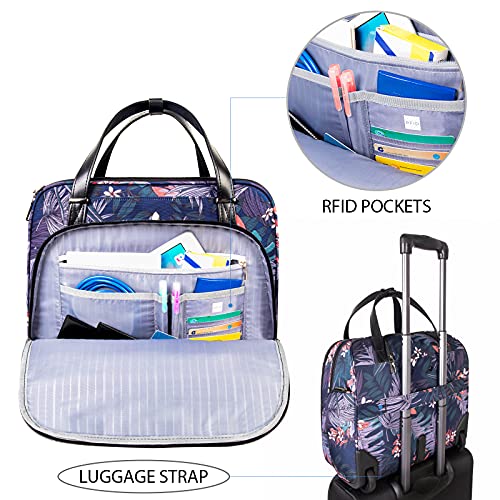 VANKEAN Rolling Laptop Bag Women with Wheels, Fits Up to 15.6 Inch Rolling Briefcase Water Repellent Rolling Computer Bag (Floral) - color: Floral