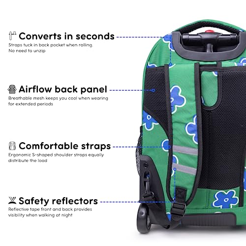 J World Sundance Laptop Rolling Backpack for Girls Boys. Roller Bookbag with Wheels, 20 Inch, Picnic - color: Picnic