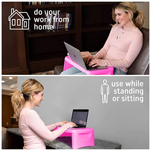 MAVOCRAFT Foldable Kids Lap Tray with Storage - Portable Lap Desk Kids & Adults - Kids Lap Desk for Breakfast in Bed, Serving Tray, Car Desk & Gaming (Pink) - color: Pink