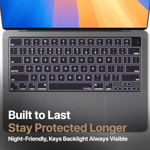 Purple Premium MacBook Pro 14"/16" Keyboard Cover 2026-2023 M5-M1 Pro/Max - MacBook Air 13"/15" Keyboard Cover - A3240 A3241 A3401 A3403 A3114 A3113 - US Layout TPU, Purple - color: Purle