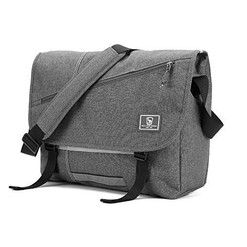 OIWAS 14" Laptop Messenger Bag for Men, Water-Resistant Crossbody Bag, Grey | Padded laptop sleeve; built-in bottle holder & reflective safety strips; spacious shoulder bag for daily commute, travel - color: 14 Inch-grey