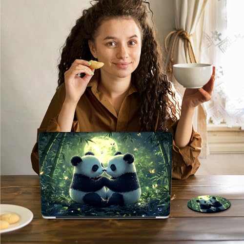 Laptop Skin Sticker Decal 15.6 Inch,12 13 13.3 14 15 15.6 in Laptop Netbook Skins for Notebook,Art Decal Removable Waterproof Scratch Resistant,Universal Vinyl Cover,Panda Couple Forest - color: Panda Couple Forest