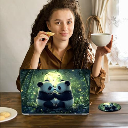 Laptop Skin Sticker Decal 15.6 Inch,12 13 13.3 14 15 15.6 in Laptop Netbook Skins for Notebook,Art Decal Removable Waterproof Scratch Resistant,Universal Vinyl Cover,Panda Couple Forest - color: Panda Couple Forest