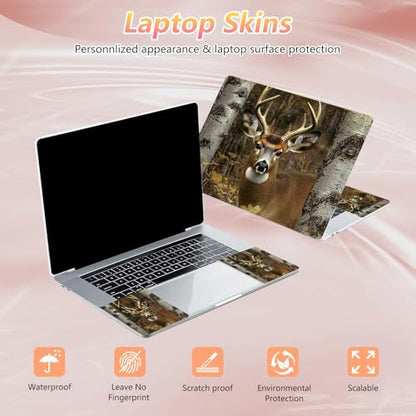 Laptop Skin Sticker Decal 12" 13" 13.3" 14" 15" 15.6",Waterproof Scratch Resistant Vinyl,Reusable Easy to Apply,for MacBook HP Dell Notebooks Netbooks Laptop,2 Wrist Pads,Cute Deer Forest - color: Cute Deer Forest