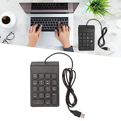 Wired Number Pad 18 Keys, Ergonomic USB Mini Numeric Keypad, Plug and Play Quiet Typing for PC Laptop Desktop, 2 Pack (1PC) - size: 1PC