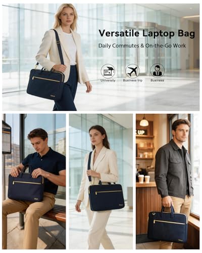 Ferkurn Laptop Case Bag Women Men Computer Sleeve with Shoulder Compatible with HP/Inspiron/Thinkpad/Vivobook/MSI/Surface, 17.3 inch, Deep Indigo - color: Deep Indigo, size: 17.3 inch