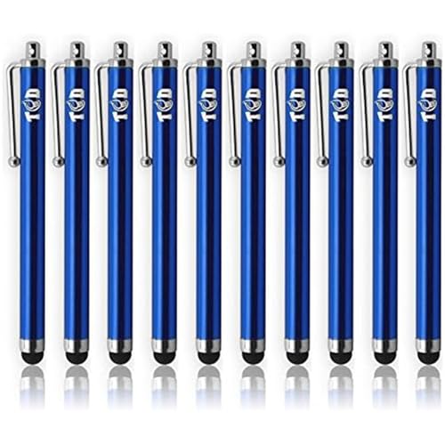 TCD 10 Pack Stylus Pen Set - Touch Screen Devices, Thick Rubber Tip - Blue | Universal Capacitive Pen for iPad, iPhone, Tablet, Laptop, Premium Bulk Stylus Pens for Writing, Drawing, and Note Taking - color: Blue, size: 10 Pack