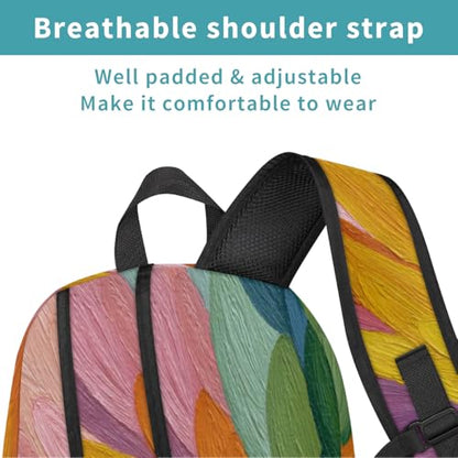 Abstract Feather Large Backpack for Women and Men Waterproof Travel Laptop Backpack Lightweight Business Work Daypack Fits 17 Inch Computer - color: Multicolor 4
