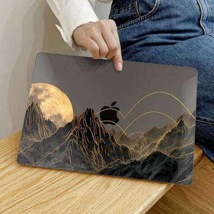 MEEgoodo for M2 MacBook Pro 13 inch Case 2022 2021 2020,Crystal Cover Fit Model A2338 M2/M1 A2251 A2289,Flexible Plastic Case for 13.3-inch Laptop,Hard Shell for MacBook Pro M2,Glowing Lines Full Moon - color: Glowing Lines Full Moon