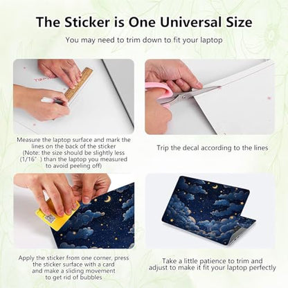 Laptop Skin Sticker Decal, Universal Reusable Vinyl Laptop Cover for 12" 13" 13.3" 14" 15" 15.4" 15.6" Notebook PC, Reusable Waterproof Scratch-Resistant with 2 Wrist Pads,Art Galaxy Moon - color: Art Galaxy Moon