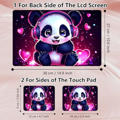 Laptop Skin Sticker Decal 12" 13" 13.3" 14" 15" 15.6",Waterproof Scratch Resistant Vinyl,Reusable Easy to Apply,for MacBook HP Dell Notebooks Netbooks Laptop,2 Wrist Pads,Cute Pink Panda - color: Cute Pink Panda