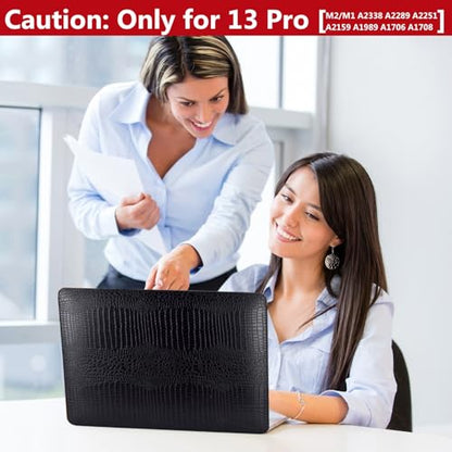 DTangLsm for Crocodile MacBook Pro 13 inch Case M2 M1 Chip 2026-2016, Black | Model A2338 A2289 A2251 A2159 A1989 A1706 A1708, Alligator Skin PU Leather, Protective Hard Shell, Anti Fingerprint & Scratch - color: A10-Crocodile Black