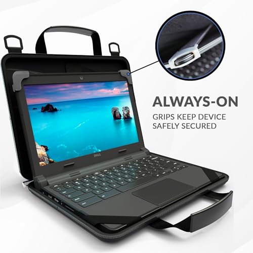 13-14 Inch Always-on Chromebook Protective Hard Case with Adjustable Shoulder Strap and Carrying Handles (20 Pack) - color: Black Fabric - 20 Pack