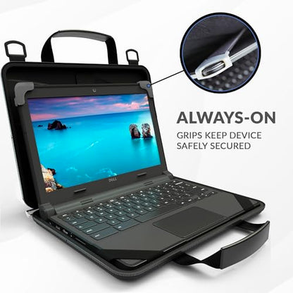 13-14 Inch Always-on Chromebook Protective Hard Case with Adjustable Shoulder Strap and Carrying Handles (20 Pack) - color: Black Fabric - 20 Pack
