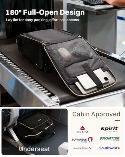 Rolling Puffer Backpack for Women, Wheeled Laptop Backpack, Short-Term Travel Backpack with Wheels, Roller Adults Work Computer Bag, Water Resistant Overnight College Underseat Carry on Luggage, Black - color: Black