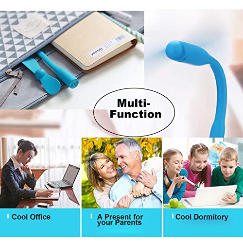 Sokelinn-six USB Flexible Fan, Mini Portable Cooling Fans USB Powered for Power Bank Laptop PC AC Charger - 2 Pack (Blue) - color: Blue