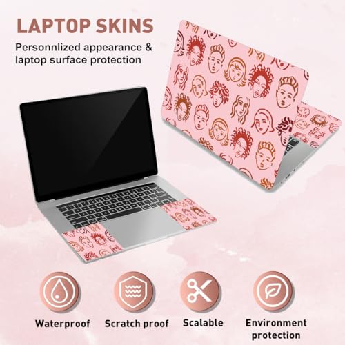 PLIGREAT 12-15 Inch Laptop Decal Sticker Skin Cover, Hand Drawn Portraits Laptop Sticker Skins Decal Universal Removable Vinyl Notebook Art Protector Netbook PC Cover Decals