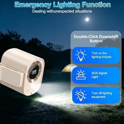 Car Clip On Fan,Portable Cooling Fan for Car with LED Display,360° Rotating Mini Fan,199 Speed Settings,USB Rechargeable 1500mAh Backseat Fan for Cars Without AC, Stroller,Office, Camping - color: Beige