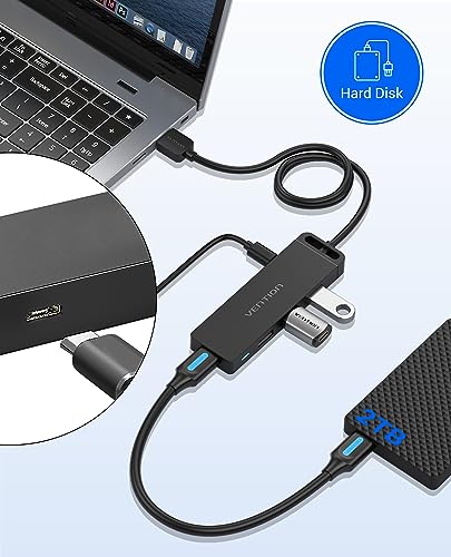 USB Hub VENTION 4-Port USB 3.0 Hub 1.5FT Ultra-Slim Data USB Splitter Charging Supported Compatible with MacBook, Laptop, Surface Pro, PS4, PC, Flash Drive, Mobile HDD - size: 1.5FT, style: USB 3.0 5Gbps