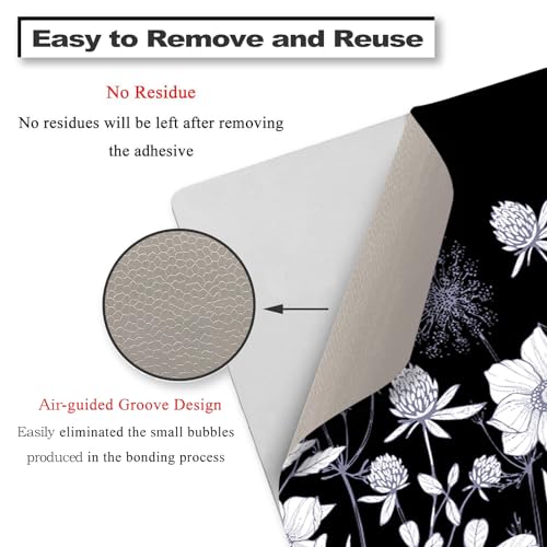 Laptop Skin Sticker Decal,12" 13" 13.3" 14" 15" 15.4" 15.6 inch Laptop Vinyl Skin Sticker Cover Art Protector Notebook PC (2 Wrist Pad Skins Included), Waterproof Removable, Black White Flower - color: Black White Flower