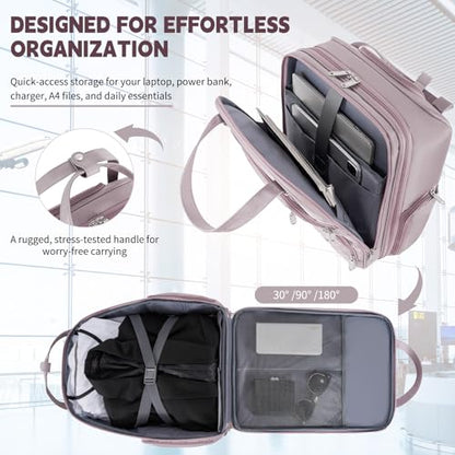Underseat Carry On Luggage with Wheels, 17 inch Lightweight Overnight Soft Sided Personal Luggage Bag Carry-On Suitcase for Short Trip Travel Business, Pink - color: Purple Pink
