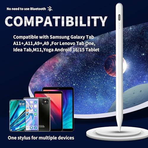 Stylus Pen Android for Samsung Galaxy Tab A11+/A11/A9/A9Plus/A8/A8plus/A7/A7lite Push-Button Switch, Accurate Writing, +2Nibs&Long Battery Life(NW White) - color: NW White