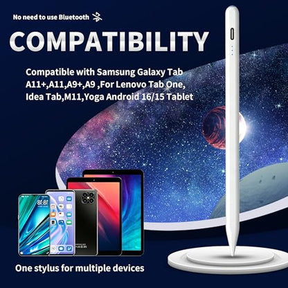 Stylus Pen Android for Samsung Galaxy Tab A11+/A11/A9/A9Plus/A8/A8plus/A7/A7lite Push-Button Switch, Accurate Writing, +2Nibs&Long Battery Life(NW White) - color: NW White