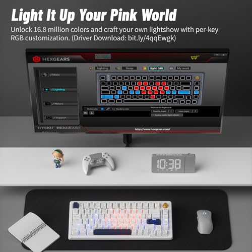Wireless Mechanical Keyboard with Wrist Rest, Hot Swappable Custom Keyboard with Knob, RGB Backlit, Pre-lubed Clicky Switches, 2.4GHz/USB-C/BT5.0 Mechanical Gaming Keyboards for Win/Mac (White) - color: White-82keys, size: Clicky