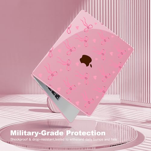 Teryeefi Case for M4 MacBook Air 13.6 inch 2025 2024 2022 Fit Model A3240/A3113/A2681, Laptop Hard Shell with Keyboard Cover Trackpad Film for MacBook Air 13 inch M4 M3 M2, Pink Bows W126 - color: Pink Bows W126