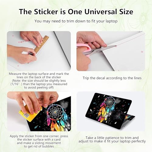 Laptop Skin Sticker Decal, Universal Reusable Vinyl Laptop Cover for 12" 13" 13.3" 14" 15" 15.4" 15.6" Notebook PC, Waterproof Scratch-Resistant with 2 Wrist Pads, Easy to Apply & Remove,Dreamcatchers - color: Dreamcatchers