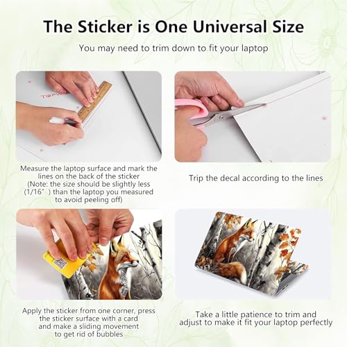 Laptop Skin Sticker Decal, Universal Reusable Vinyl Laptop Cover for 12" 13" 13.3" 14" 15" 15.4" 15.6" Notebook PC, Reusable Waterproof Scratch-Resistant with 2 Wrist Pads,Forest Art Fox - color: Forest Art Fox