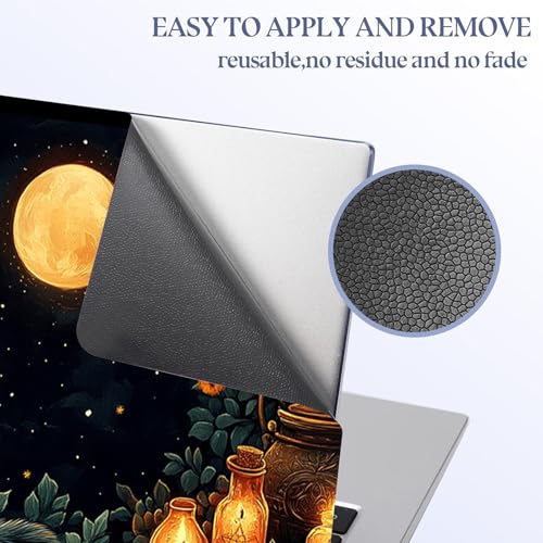 Universal Laptop Skin Sticker Decal,15.6 Inch Laptop Vinyl Cover for 13" 14" 15.6" Laptop,Scratch-Resistant Waterproof Protector Wrap,Reusable with Wrist Pads,Black Cat Full Moon Potions - color: Black Cat Full Moon Potions