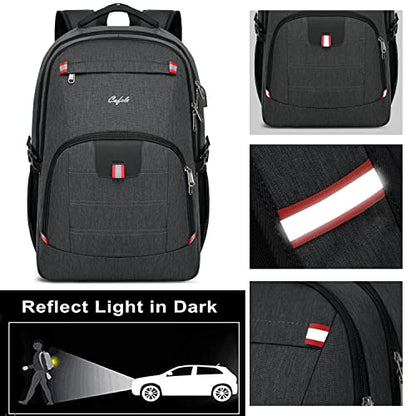 CAFELE Backpack,Waterproof Large 17in Laptop Backpack for Trip School Work Bookbag Computer Rucksack with USB Charging Port,Water Resistant Sturdy Backpack for Men Women,Grey | USB Charging Port, Water Resistant, Large Capacity, For Trip School Work - col