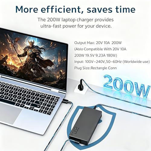 Ac Adapter 200w Adp-200jb K Power Supply Fit for Asus Rog Zephyrus G14 G16 Ga605w Gu605 Ga605 Tuf Gaming A14 Fa401 and Proart Px13 P16 H7606 Pz13 Hn7306 Laptops Charger Rectangle Connector (Black 02) - color: black 02