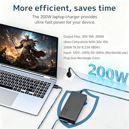 Ac Adapter 200w Adp-200jb K Power Supply Fit for Asus Rog Zephyrus G14 G16 Ga605w Gu605 Ga605 Tuf Gaming A14 Fa401 and Proart Px13 P16 H7606 Pz13 Hn7306 Laptops Charger Rectangle Connector (Black 02) - color: black 02