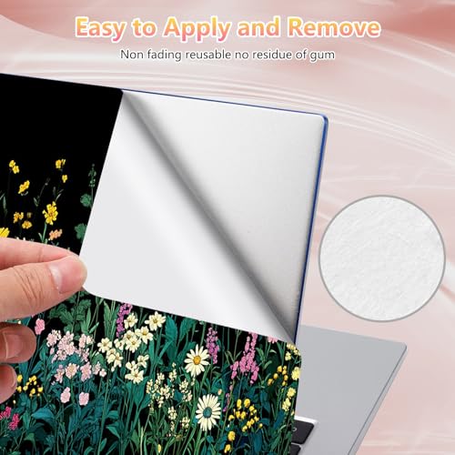 Laptop Skin Sticker Decal 12" 13" 13.3" 14" 15" 15.6",Waterproof Scratch Resistant Vinyl,Reusable Easy to Apply,for MacBook HP Dell Notebooks Netbooks Laptop,2 Wrist Pads,Black Wildflower - color: Black Wildflower