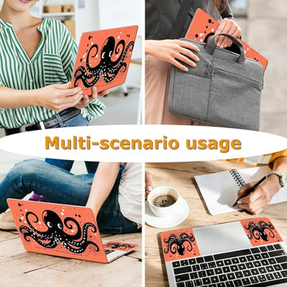 Universal Laptop Skin Sticker with 2 Wrist Pad Decals, 3-Piece Removable Vinyl Laptop Cover, Cute Octopus Waterproof Anti-Scratch, Easy-Trim Fit for 13.3" 14" 15.6" Laptops - color: Cute Octopus