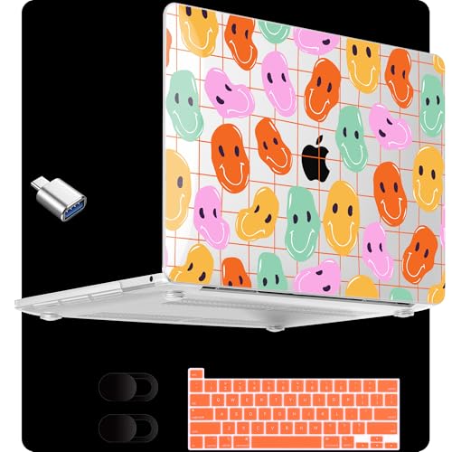MEEgoodo for M2 MacBook Pro 13 inch Case 2022 2021 2020,Crystal Cover Fit Model A2338 M2/M1 A2251 A2289,Clear Case for 13.3-inch Laptop,Hard Shell for MacBook Pro M2, Distoted Smiling Faces - color: Distoted Smiling Faces