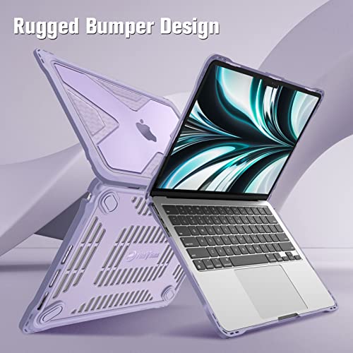 Fintie Case for MacBook Air 13.6 Inch A3449 A3240 A3113 A2681 (2022 2023 2024 2025 2026 Release) - Heavy Duty Rugged Hard Shell Case Cover for MacBook Air 13 Inch M2 M3 M4 M5 Chip, Lilac - color: Lilac