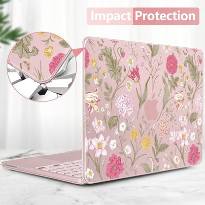 for MacBook Neo 13 inch Case 2026 (Model A3404), Artistic Flower Pattern Ultra Slim Frosted Matte Hard Shell, Anti-Scratch & Fingerprint Resistant Cover - Classic Flowers - color: Classic Flowers