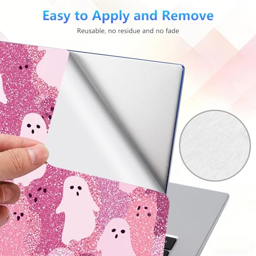 Laptop Skin Sticker Decal 15-15.6 Inch with Cute Mouse Pad, Universal Reusable Vinyl Sticker for 12.1 13 13.3 14 15.4 Inch Netbook and Notebook PC, Pink Glitter Ghost - color: Pink Glitter Ghost