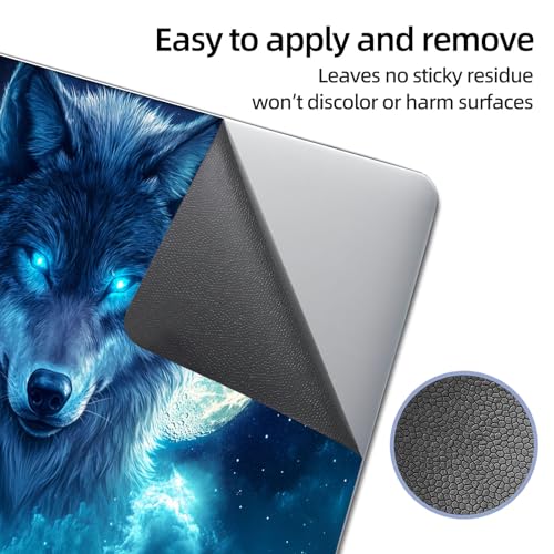 Universal Laptop Skin Sticker Decal, 12"-15.6" Aesthetic Vinyl Wrap, Mystic Blue Wolf Moon Night Waterproof Notebook Cover Art Protector for MacBook HP Dell Lenovo, Fits 13" 14" 15" 15.6" - color: Mystic Blue Wolf Moon Night