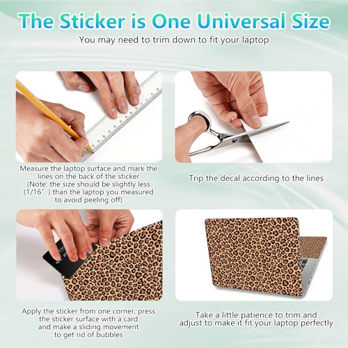 Laptop Skin Sticker Decal 12"-15.6" Universal Laptop/Notebook/Netbook Vinyl - Waterproof Scratch Resistant,Fits HP Dell Lenovo MacBook,2 Free Wrist Pads,Easy Apply & Remove,Retro Leopard Print - color: Retro Leopard Print