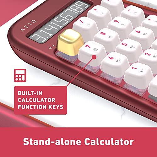 AZIO IZO Wireless Mechanical Calculator & Number Pad (Red/Gold) - Bluetooth 5.0 & USB, Gateron-Blue Mechanical Switch, 9 Backlight Modes, Rechargeable, PC & Mac Compatible, Baroque Rose (IN106) - color: Baroque Rose