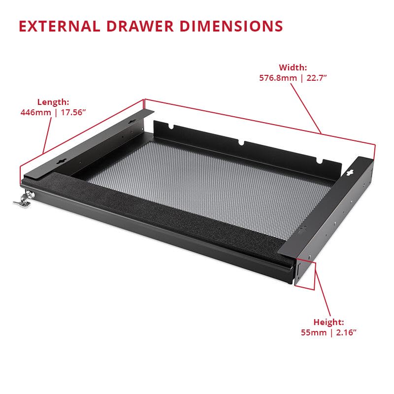 Penn Elcom Under Desk Laptop Drawer, Lockable, for 20” Laptops - Premium Sliding Security Drawers - Model EX-6171B - color: Black