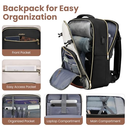 YAMTION Luggage Sets 6 Piece,Hardside 20In Suitcase with Spinner Wheels,TSA Lock,Carry On Suitcase Travel Essentials for Personal Items,Black Beige - color: Black Beige