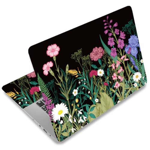 SUPERDANT Wildflower Laptop Skin Black-Backed Laptop Sticker PVC Computer Stickers Dustproof Waterproof Art Decal Protector 12" 13" 13.3" 14" 15" 15.4" 15.6" Notebook Art Decal Black Pink - color: Black+Pink