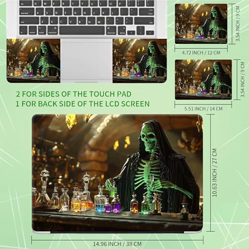 Laptop Skin Sticker Decal, Universal Protective Cover Fit 12 13 14 15.6 Inch Notebook, Reusable Water-Resistant Vinyl Decal w/ 2 Wrist Pads for Business Travel Office, Experimental Skull - color: Experimental Skull