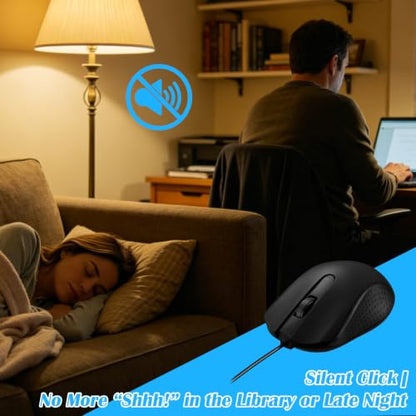 Wired Computer Mice 100 Pack Mini USB Silent Mouse Bulk, Ergonomic 3 Button Plug and Play Mice for Students Office School Home Remote Work PC